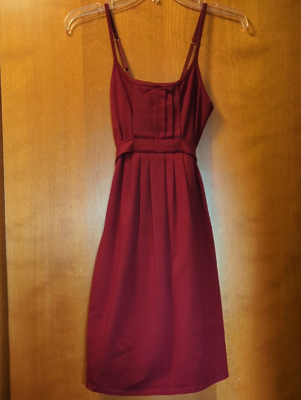 Victoria's Secret Burgundy Pleated Midi Dress with Adjustable Straps